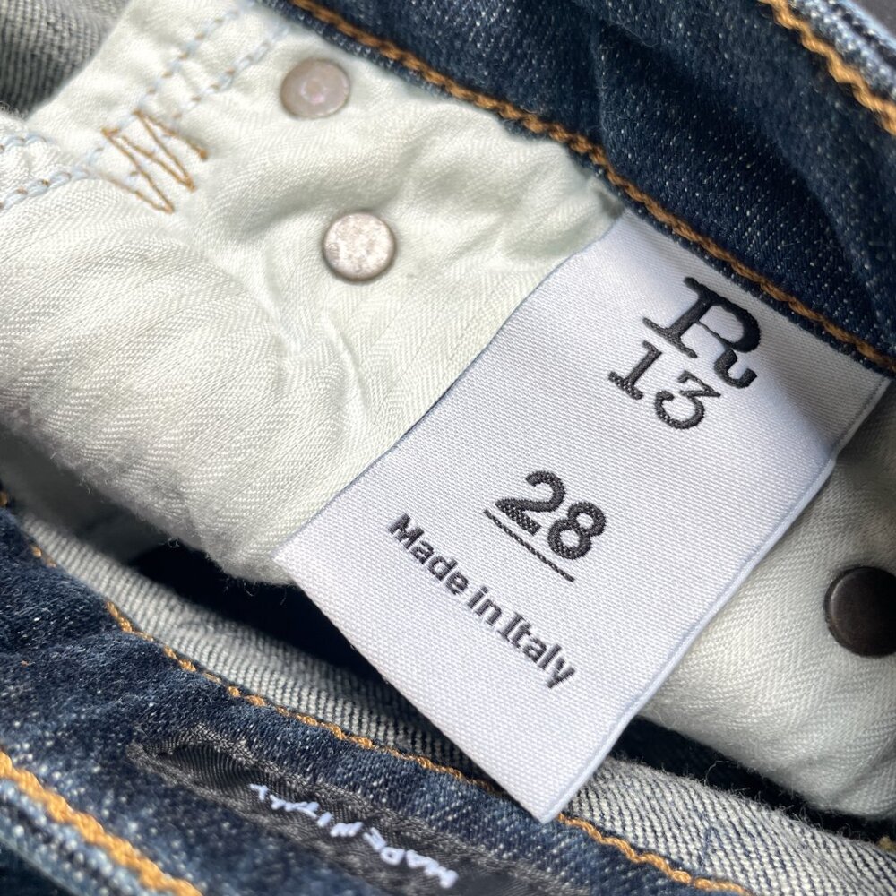 R13 Kate Skinny Jean Howell Indigo Angled Fray Hem Size 28 NEW NWT - Picture 8 of 15
